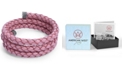 American West Pink Braided Leather Wrap Bracelet in Sterling Silver